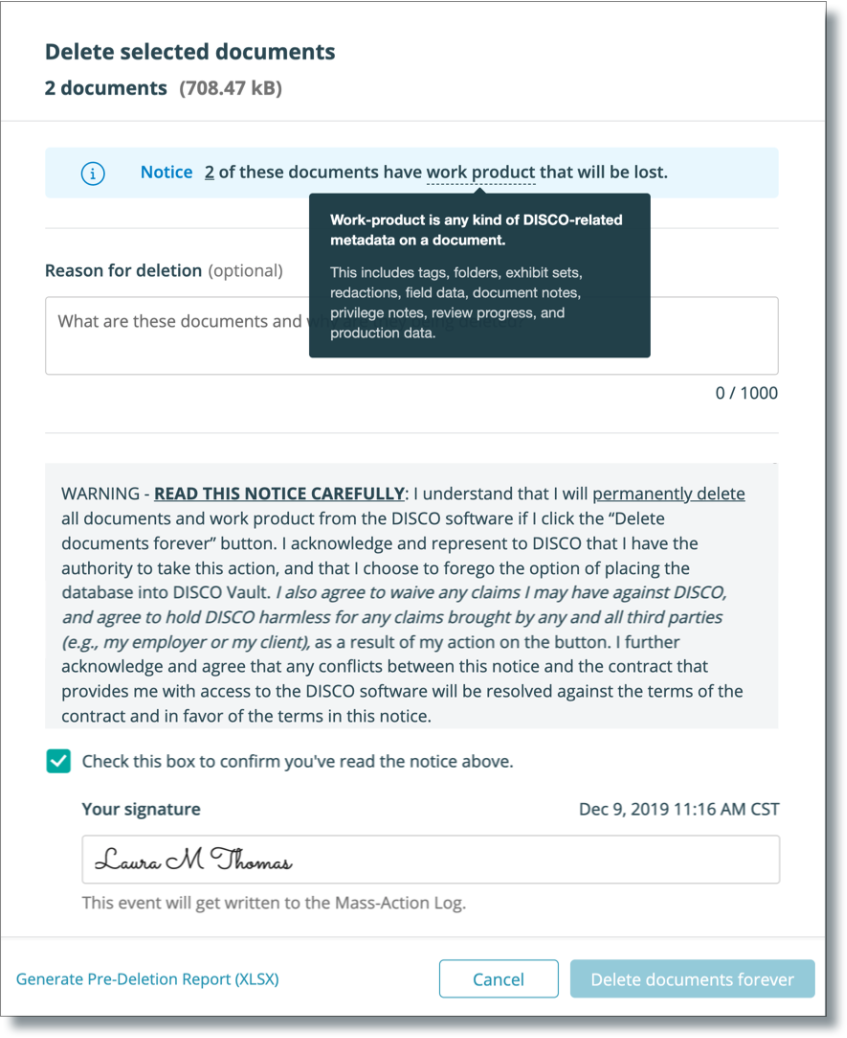 About DISCO s Document Deletion Feature DISCO About DISCO s Document Deletion Feature DISCO