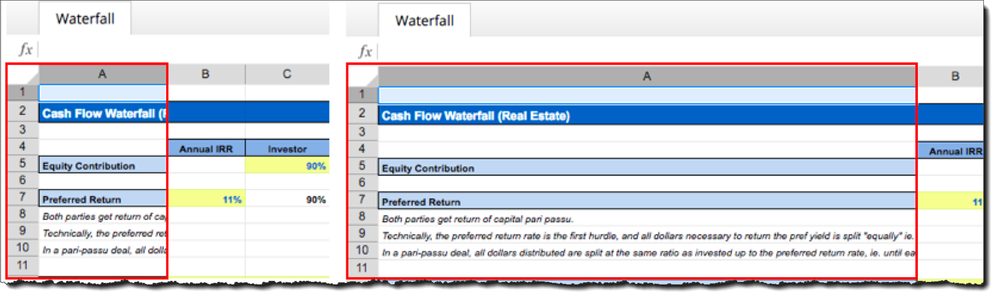 Resizing a column in the spreadsheet viewer