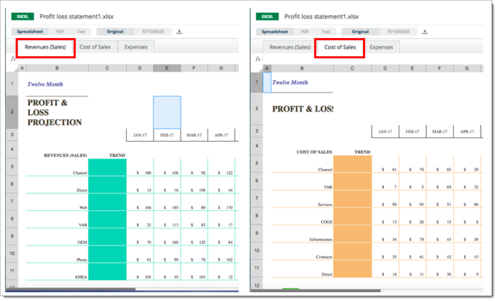 Tab names at the top left of the spreadsheet viewer
