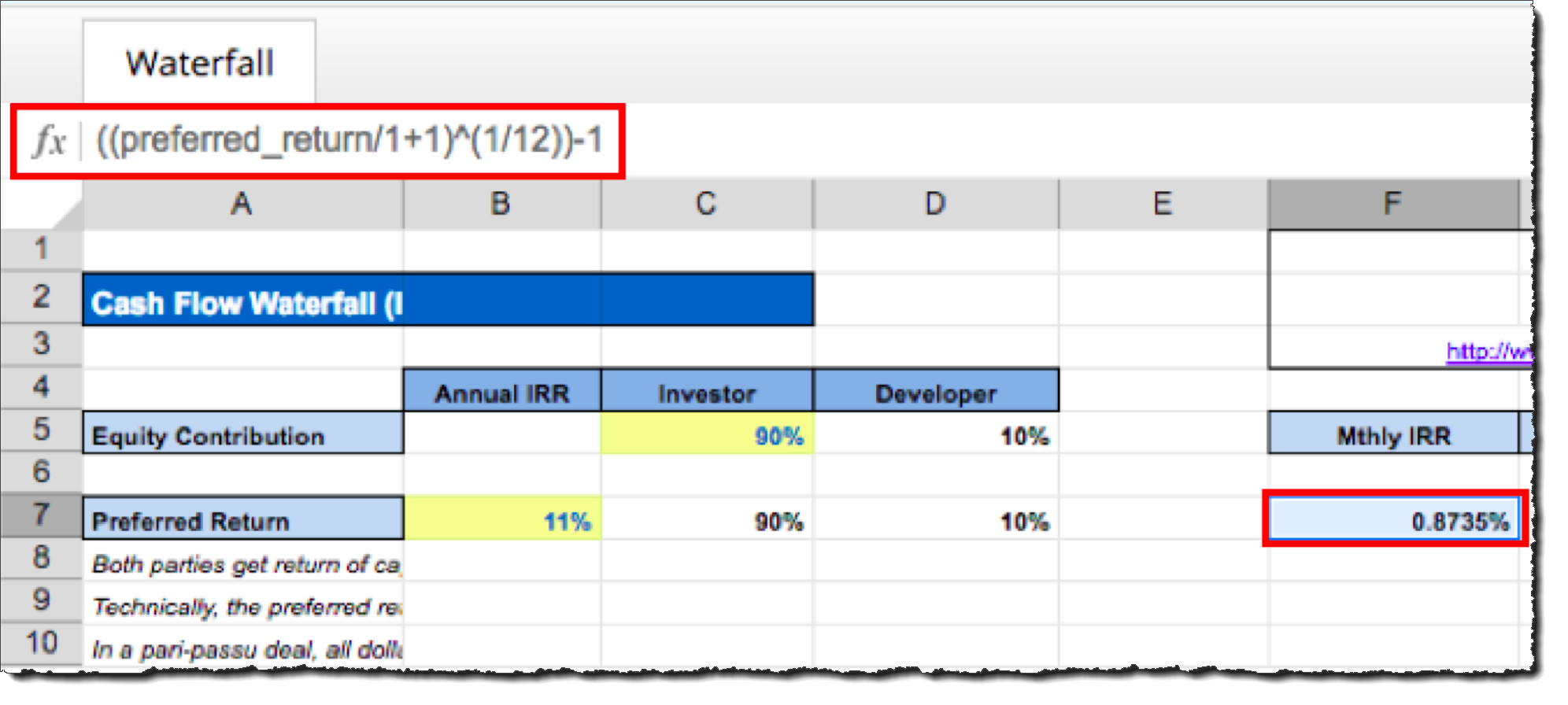 Selected cell showing its formula in the formula bar