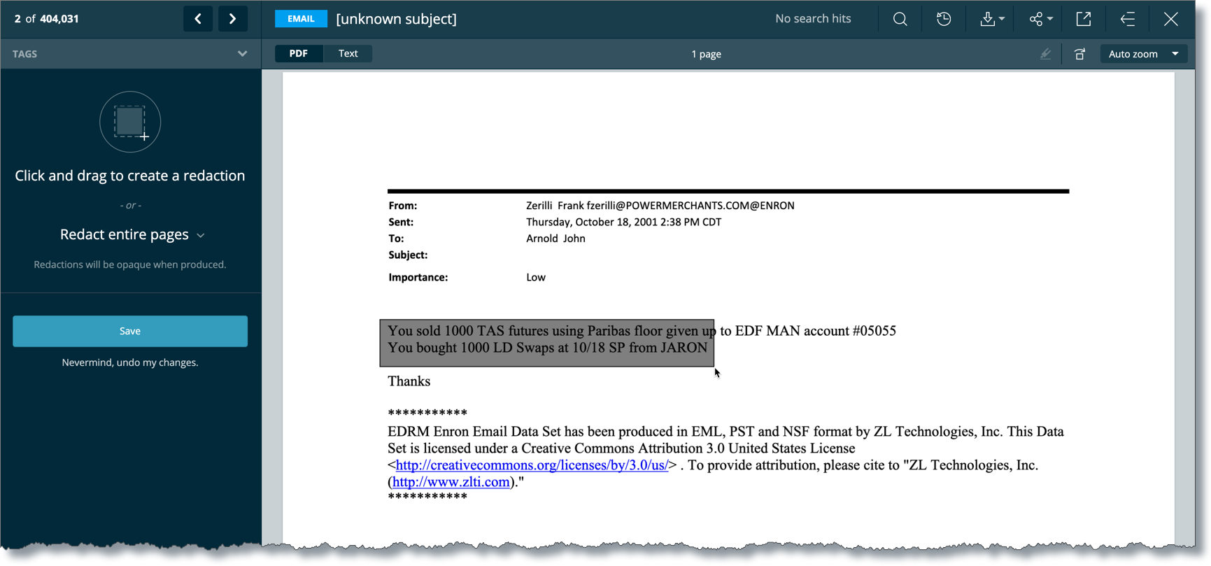 Redaction being drawn on a document page